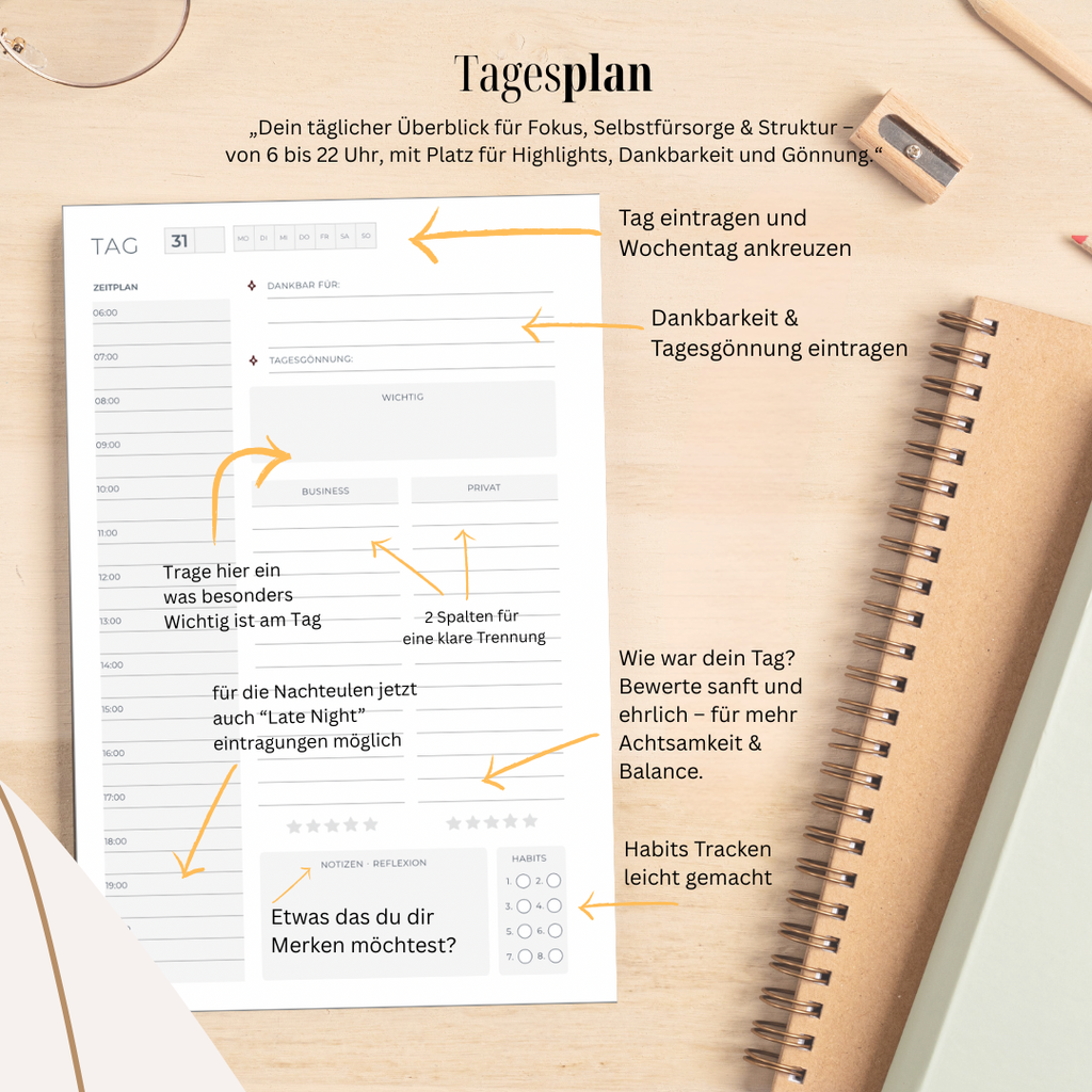 Hybrid Tagesplaner: Berry Edition (6 Monate, A5+, undatiert)