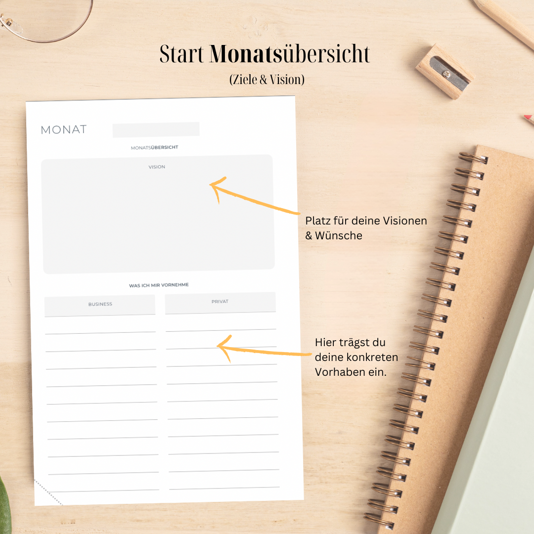 Hybrid Tagesplaner: BlackSand Edition (6 Monate, A5+, undatiert)